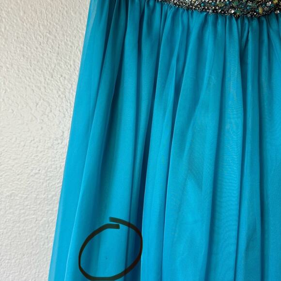 Sherri Hill Turquoise Blue Strapless Rhinestone Gown Plus Size 16 - Picture 8 of 8